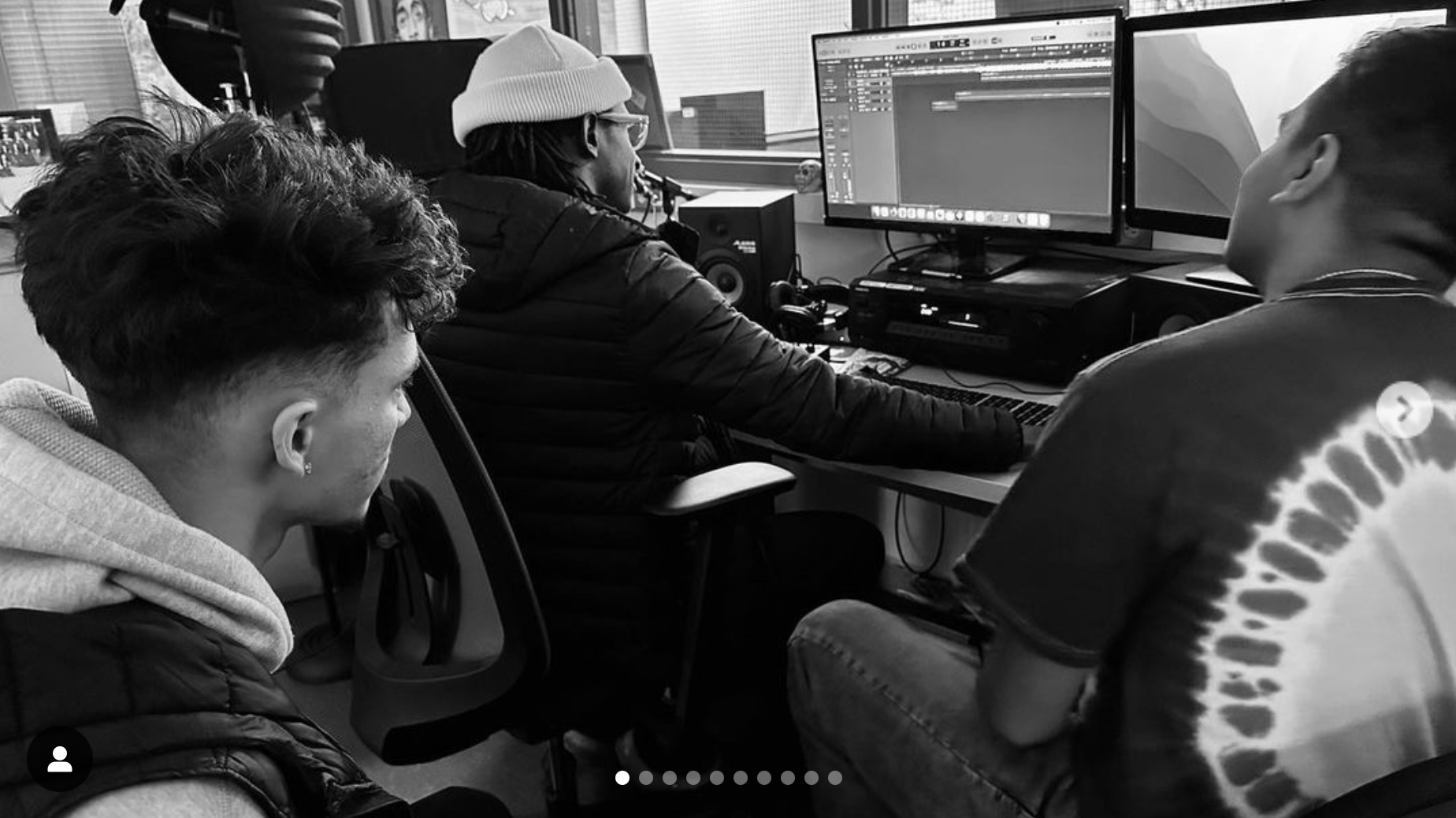 student collaboration in Studio A